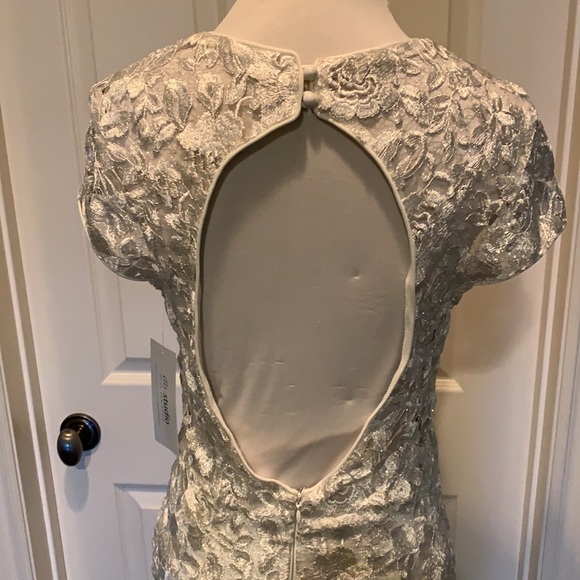 DB Studio High-Neck Metallic Lace Mermaid Wedding Dress - Picture 7 of 10